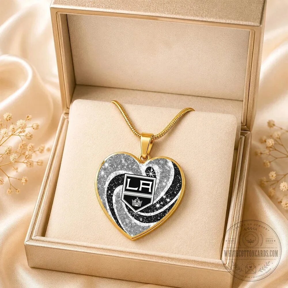Los Angeles Kings National Hockey League Heart Pendant Necklace