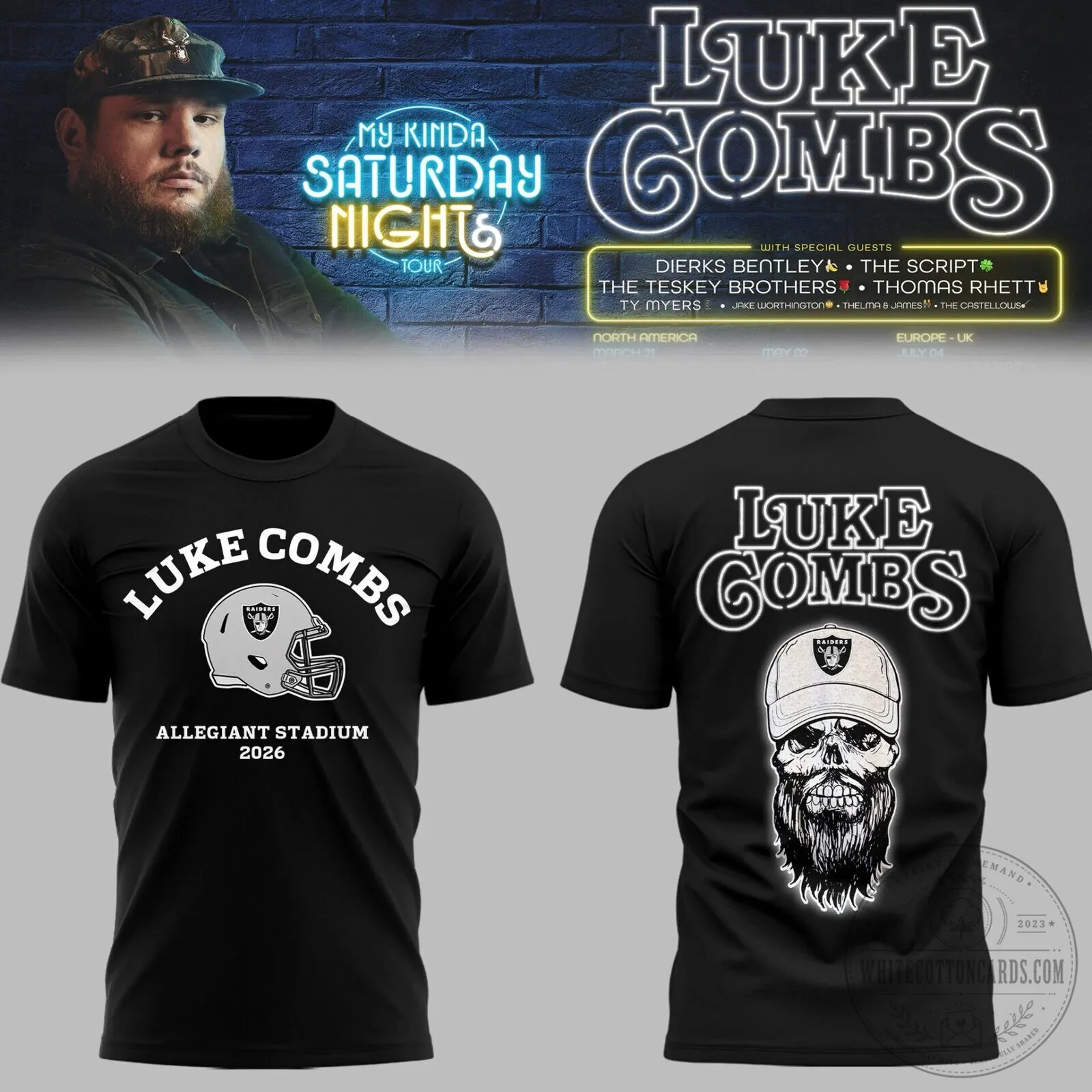 Luke Combs Raiders Football Allegiant Stadium Concert T-Shirt