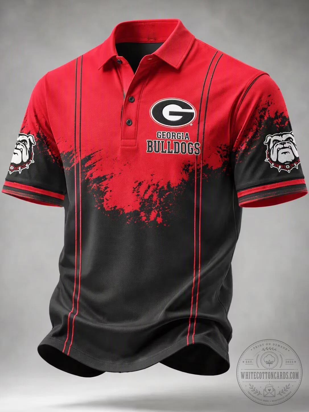 Georgia Bulldogs NCAA Football Team Red and Black Polo Shirt