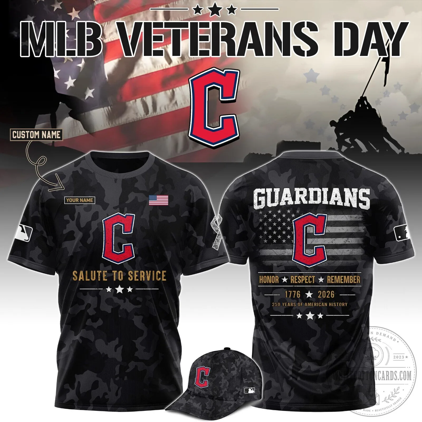 Cleveland Guardians Major League Baseball Veterans Day Salute To Service T-Shirt