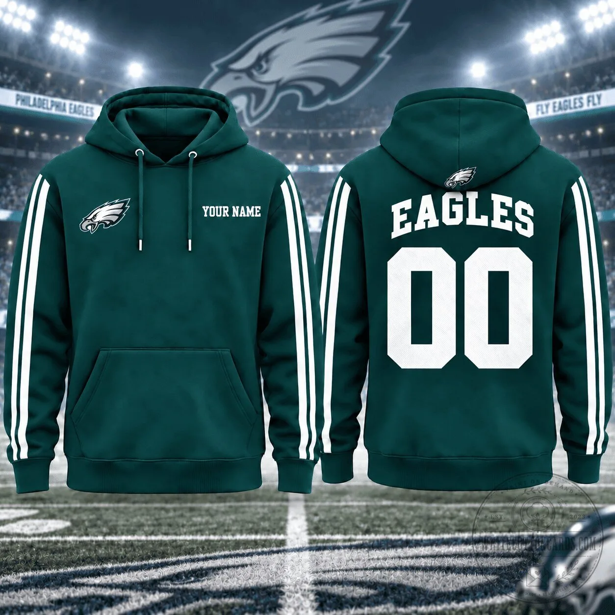 Philadelphia Eagles Personalized Name and Number NFL Football Hoodie