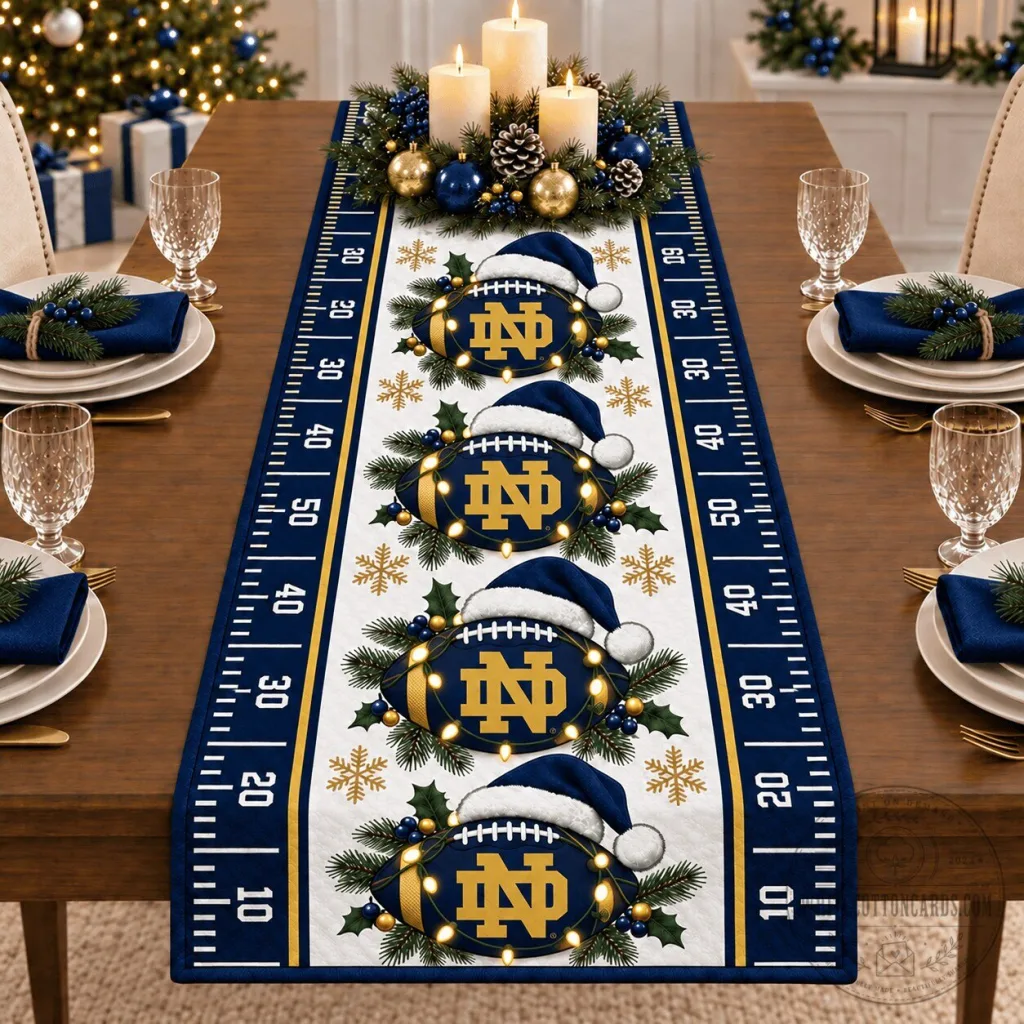 Notre Dame Fighting Irish Christmas Football Table Runner Notre Dame Fighting Irish Christmas Football Table Runner
