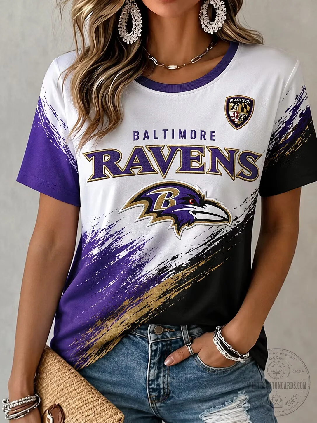Women's Short Sleeve T-Shirt featuring Baltimore Ravens Team Logo