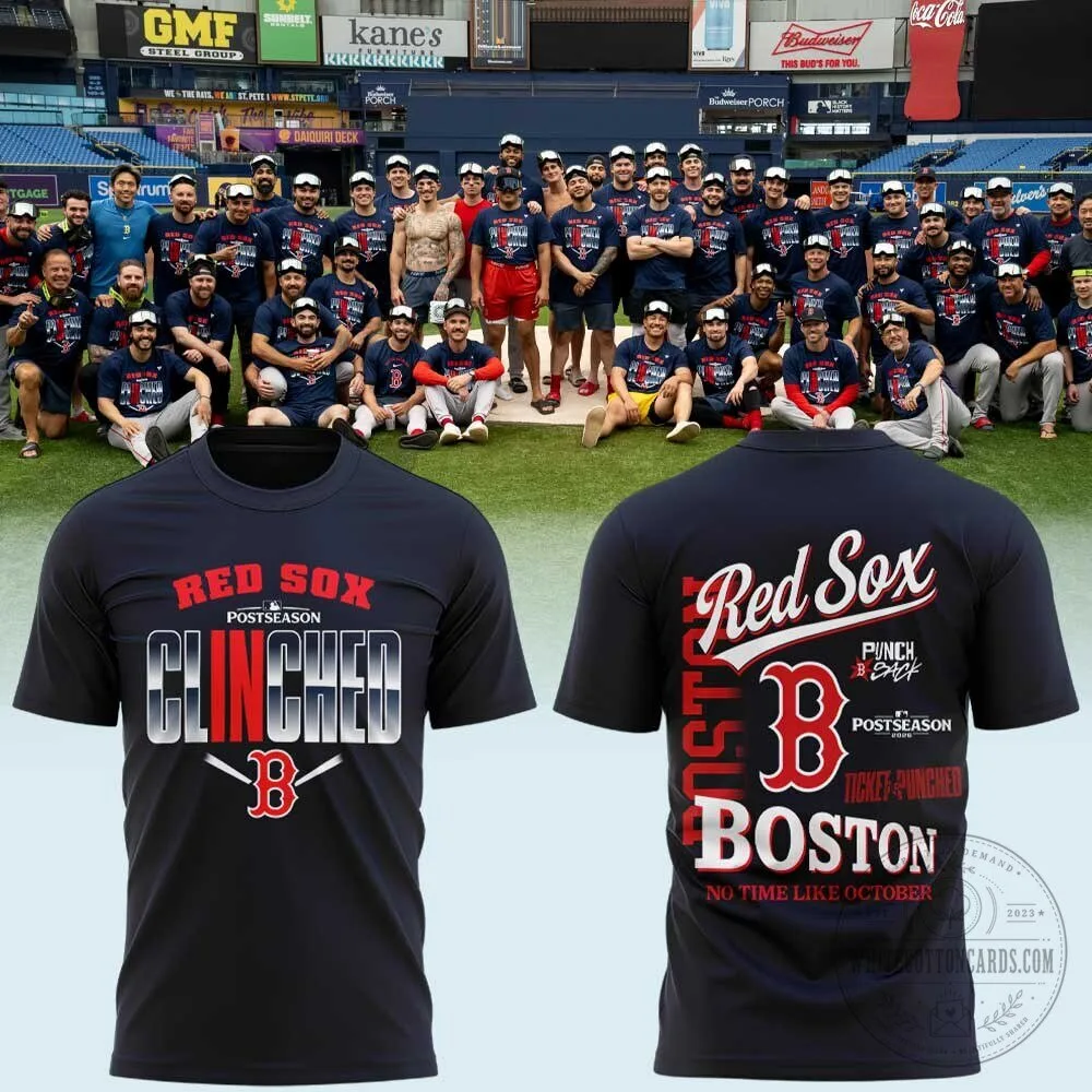 Boston Red Sox 2026 MLB Postseason Clinched Ticket Punched T-Shirt