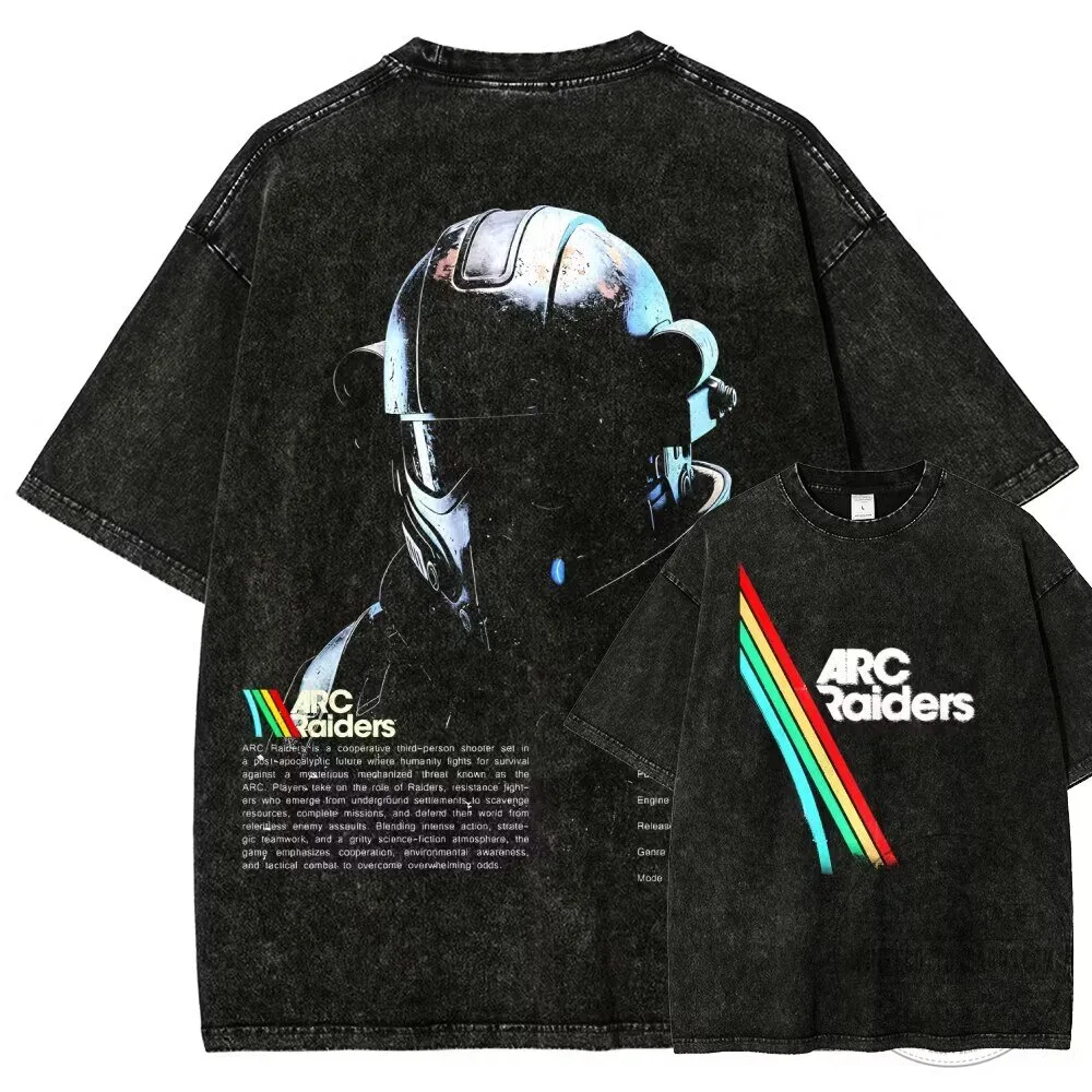 ARC Raiders Video Game Character Washed Black Graphic T-Shirt 2 ARC Raiders Video Game Character Washed Black Graphic T-Shirt