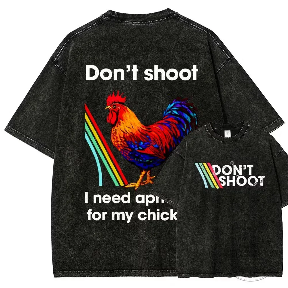 Arc Raiders Don't Shoot Rooster Funny Graphic Washed Cotton T-Shirt