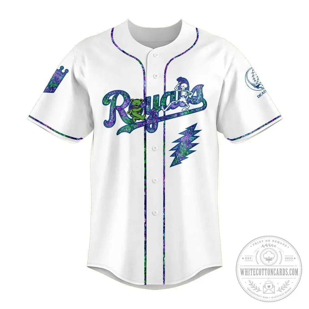 Kansas City Royals Baseball Grateful Dead Night Limited Edition Baseball Jersey 8 Kansas City Royals Baseball Grateful Dead Night Limited Edition Baseball Jersey