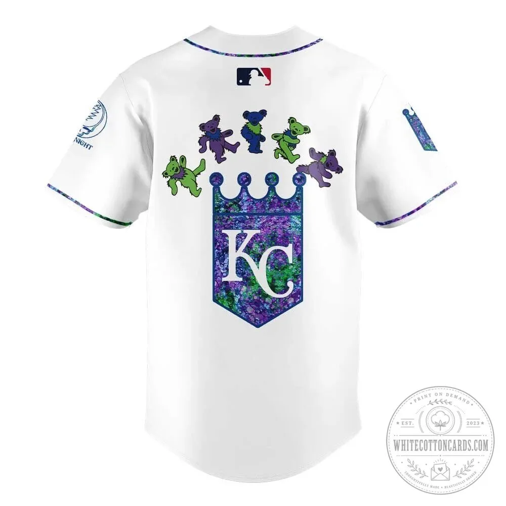 Kansas City Royals Baseball Grateful Dead Night Limited Edition Baseball Jersey 9 Kansas City Royals Baseball Grateful Dead Night Limited Edition Baseball Jersey