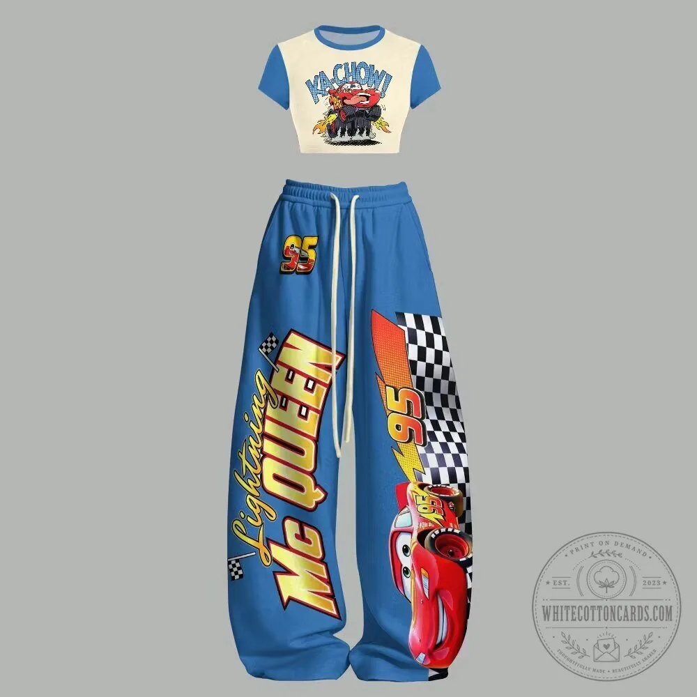Lightning McQueen Racing Checkered Flag T-Shirt and Pants Set