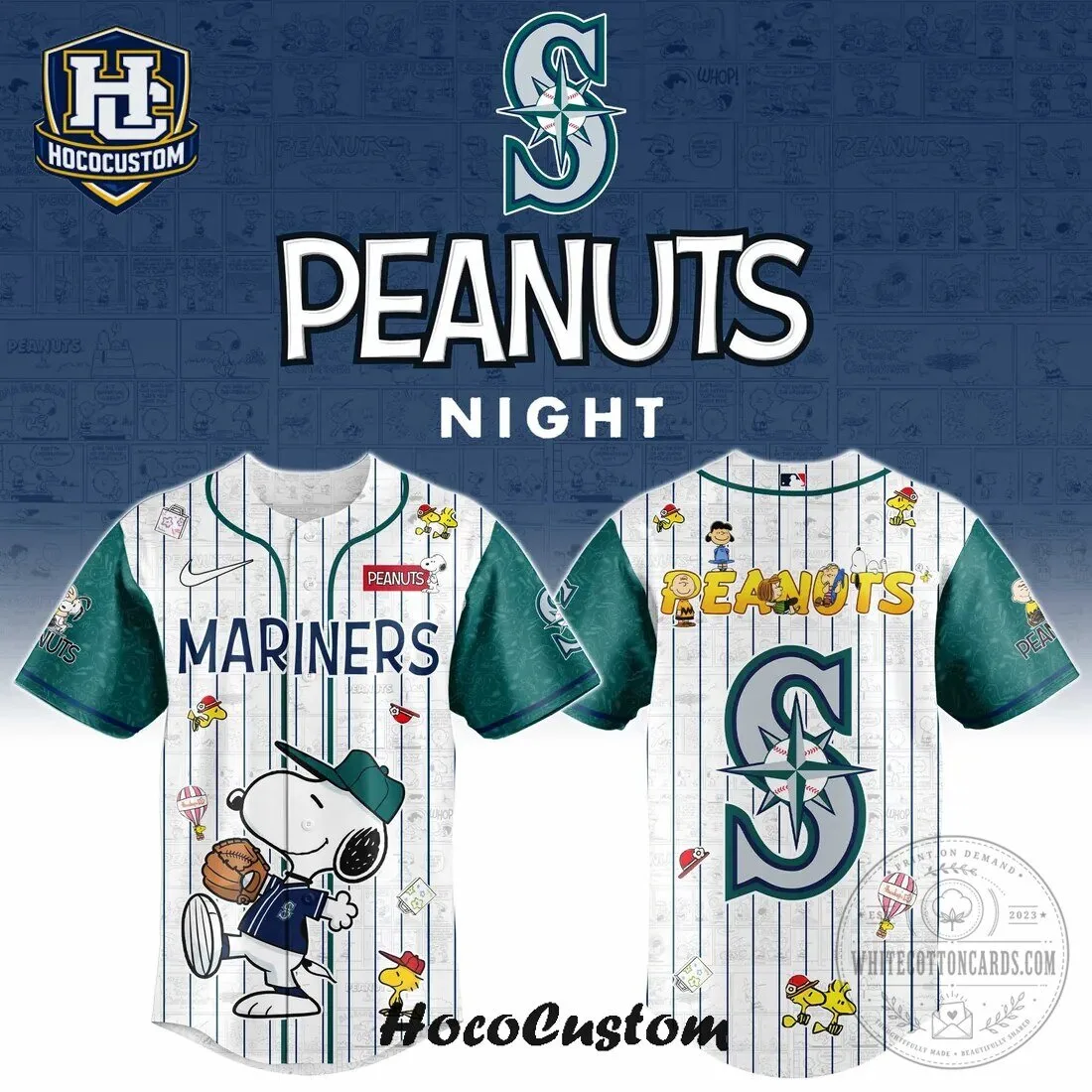 Seattle Mariners Baseball Peanuts Night Pinstripe Jersey
