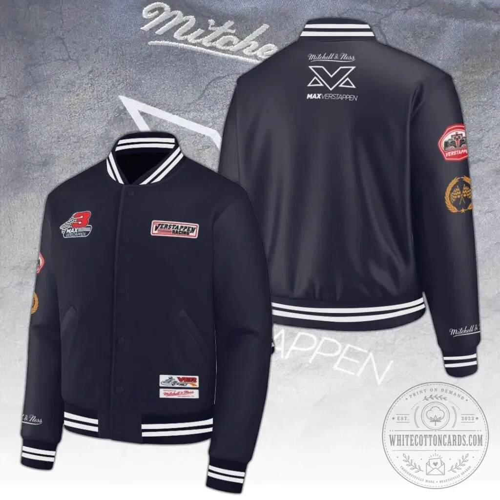Max Verstappen Racing Bomber Jacket with Embroidered Patches