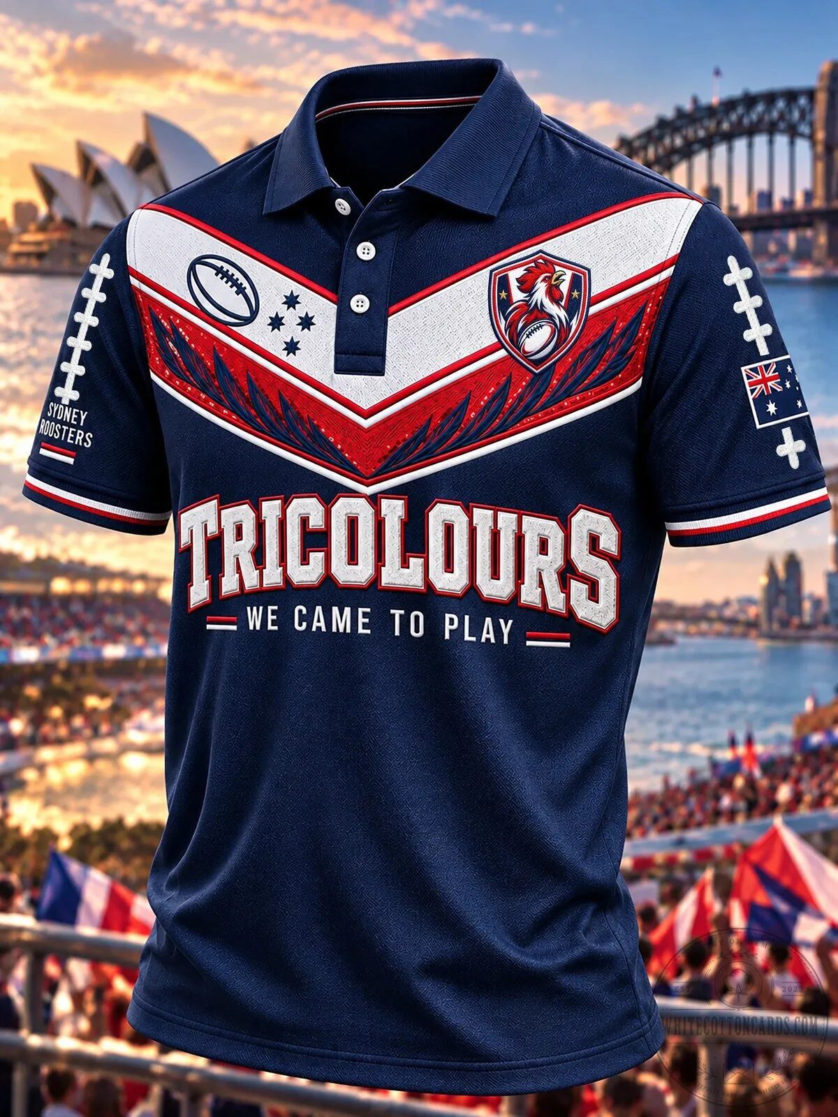 Sydney Roosters Rugby League Tricolours We Came To Play Polo Shirt
