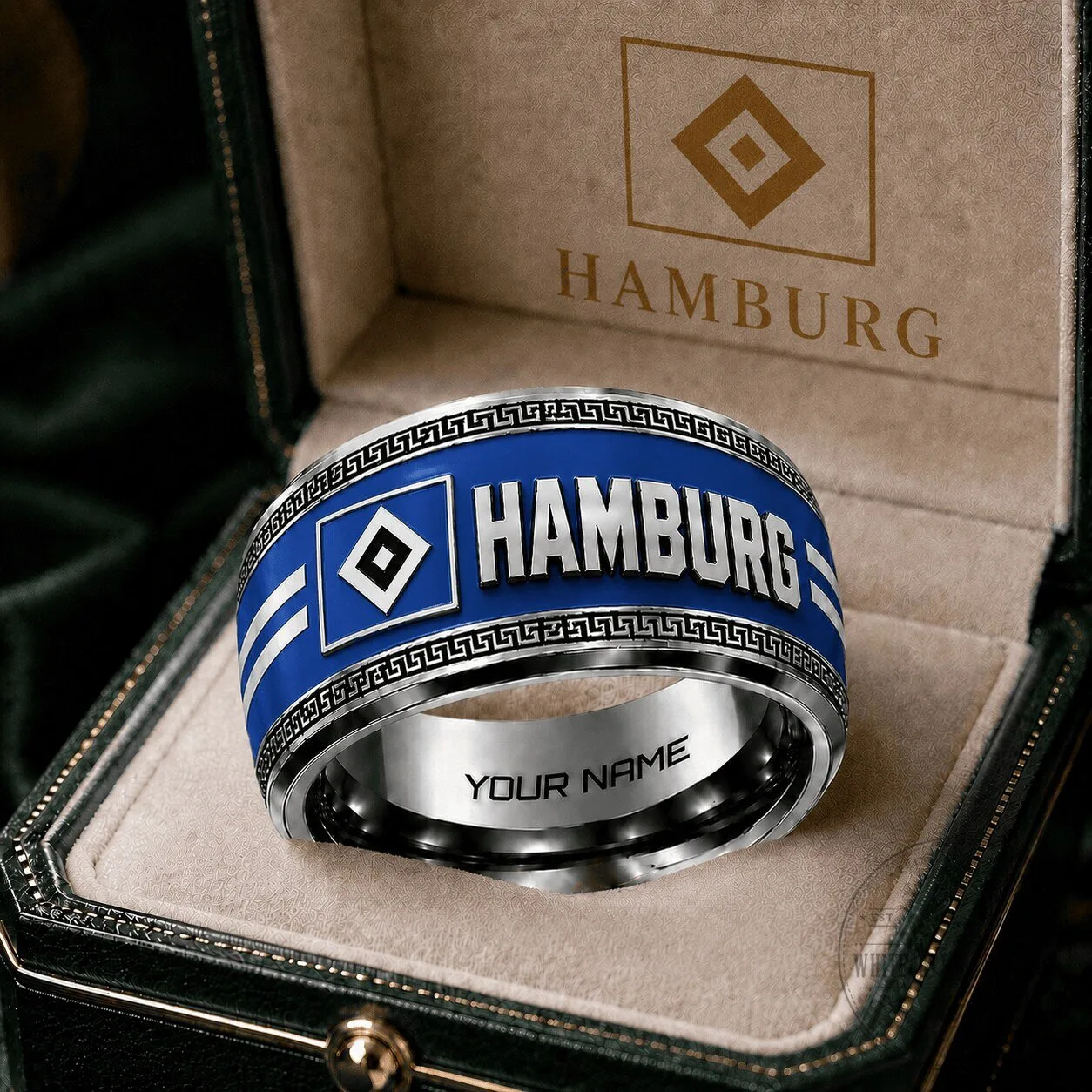 Hamburg Football Club Bundesliga Team Logo Custom Engraved Ring