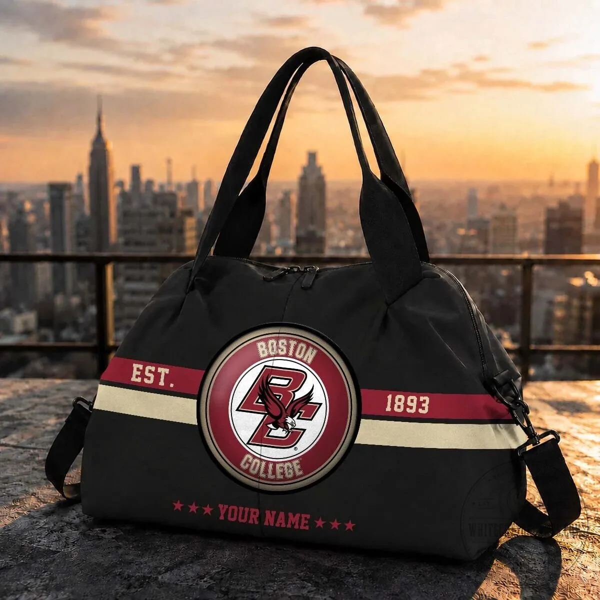 Boston College Eagles Custom Name Black Travel Bag