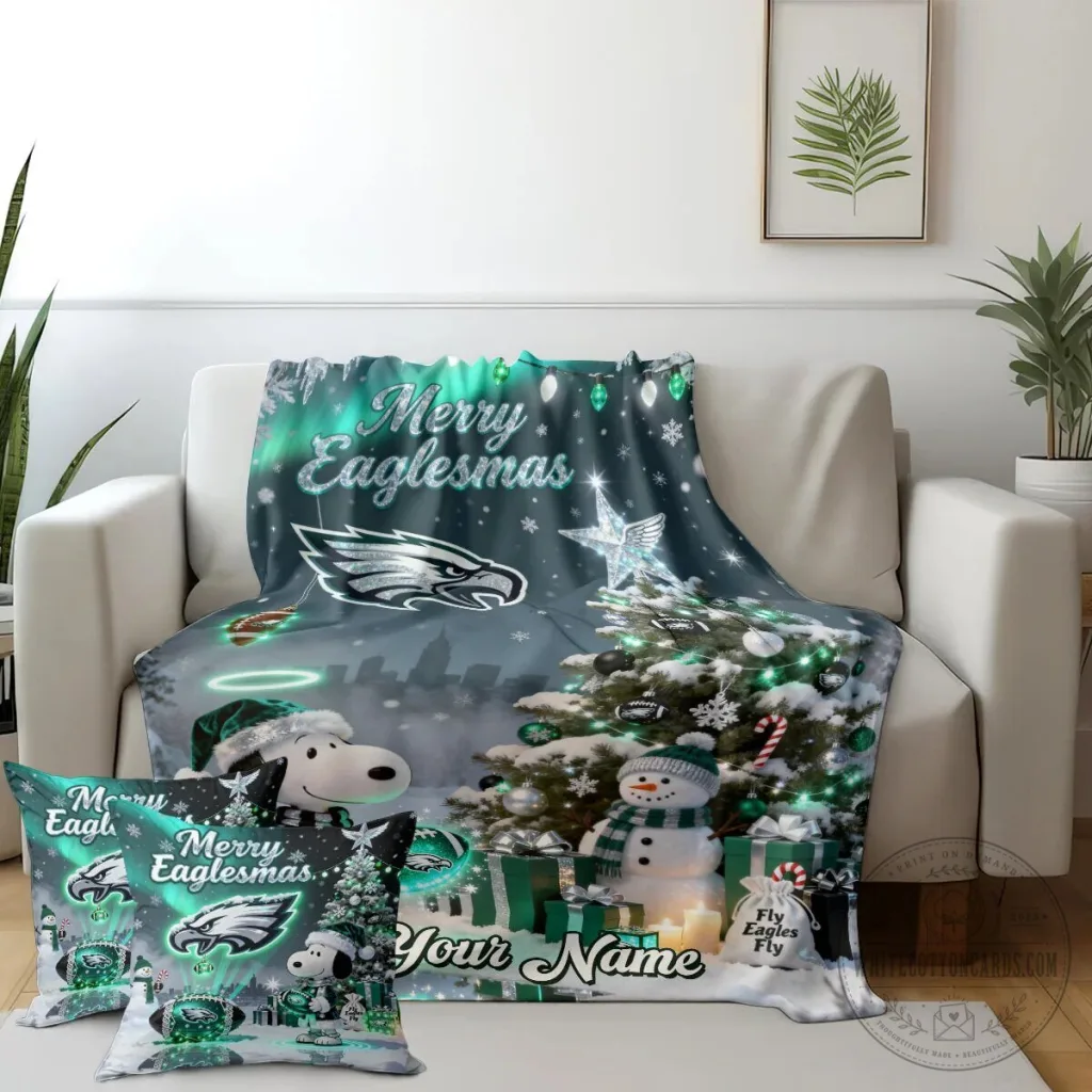 Merry Eaglesmas Fleece Blanket featuring Snoopy for Philadelphia Eagles Fans Merry Eaglesmas Fleece Blanket featuring Snoopy for Philadelphia Eagles Fans