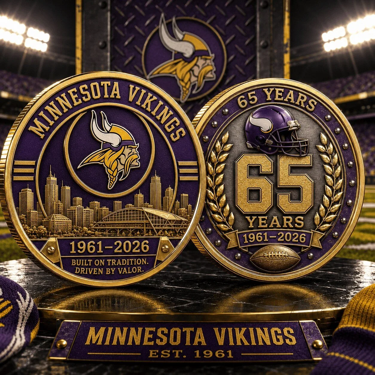 Minnesota Vikings 65th Anniversary Commemorative Gold Coin Collectible