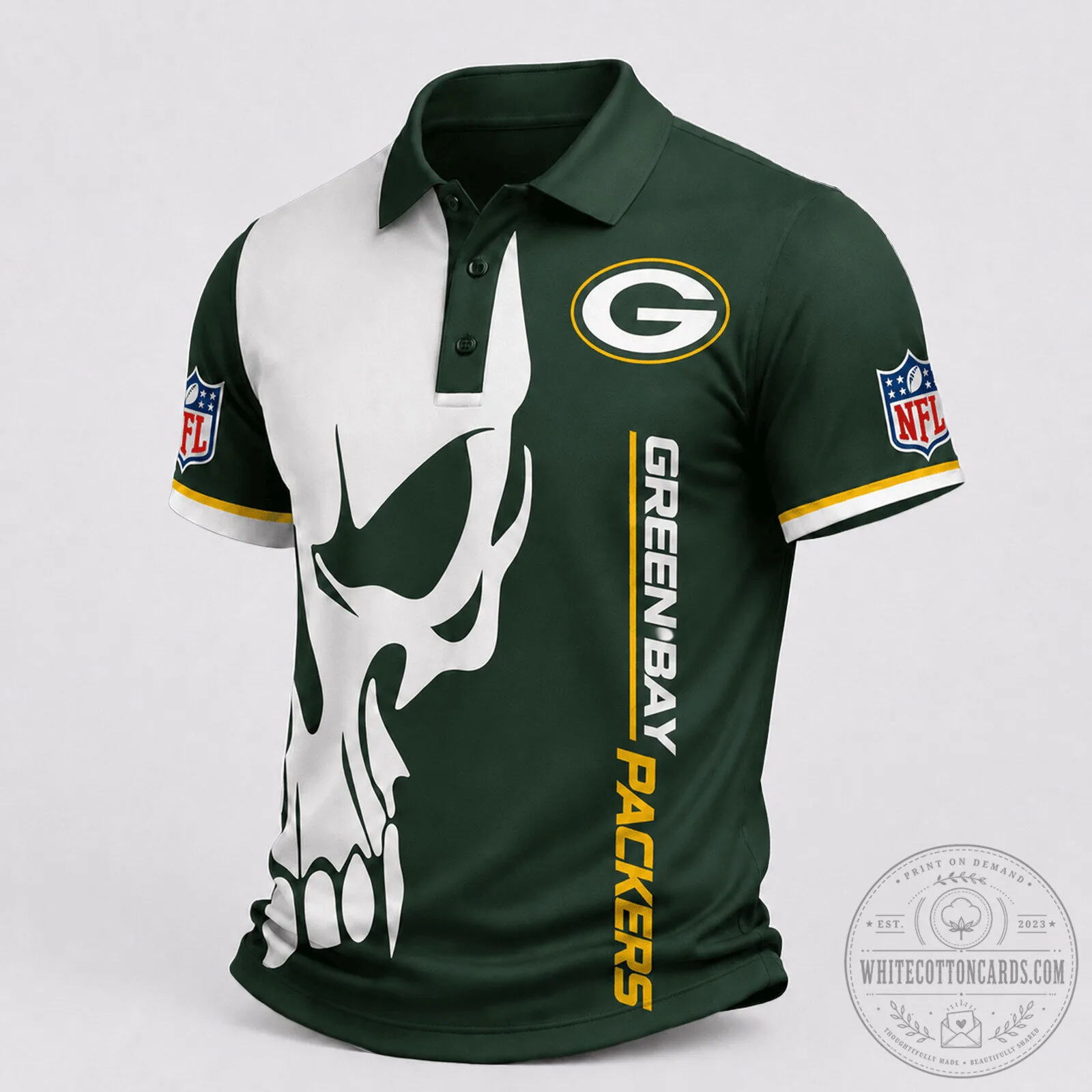 Green Bay Packers Skull Design NFL Football Team Fan Polo Shirt 1 Green Bay Packers Skull Design NFL Football Team Fan Polo Shirt