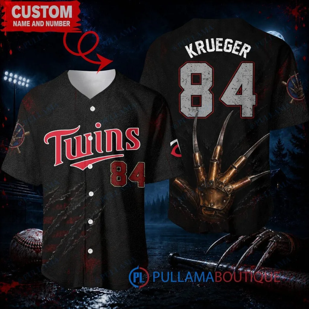 Freddy Krueger Minnesota Twins Baseball Jersey Custom Name Number Freddy Krueger Minnesota Twins Baseball Jersey Custom Name Number