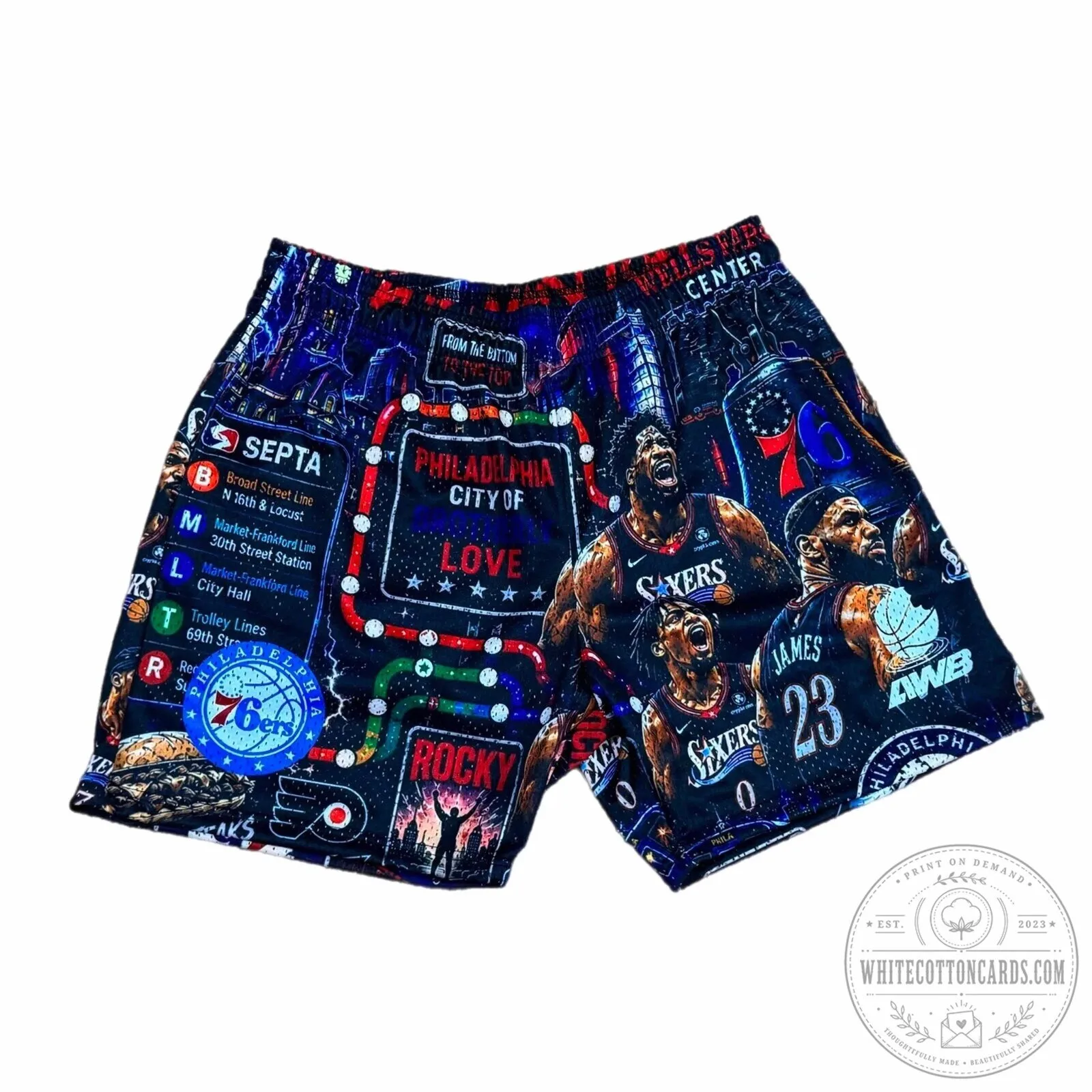 Philadelphia Sixers Basketball Player City of Love Black Athletic Shorts