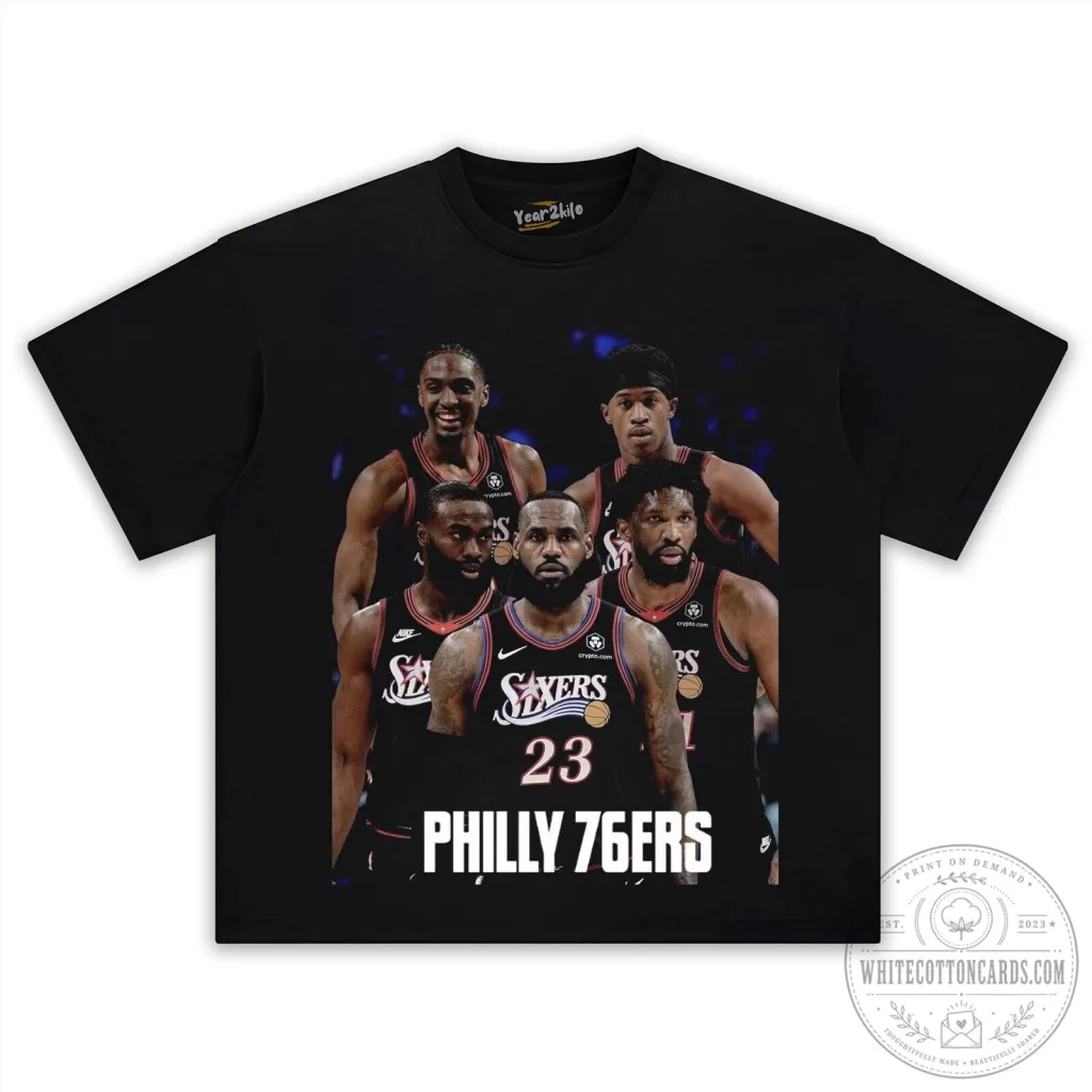 76ers Big Five Basketball Team Black Graphic T-Shirt 76ers Big Five Basketball Team Black Graphic T-Shirt