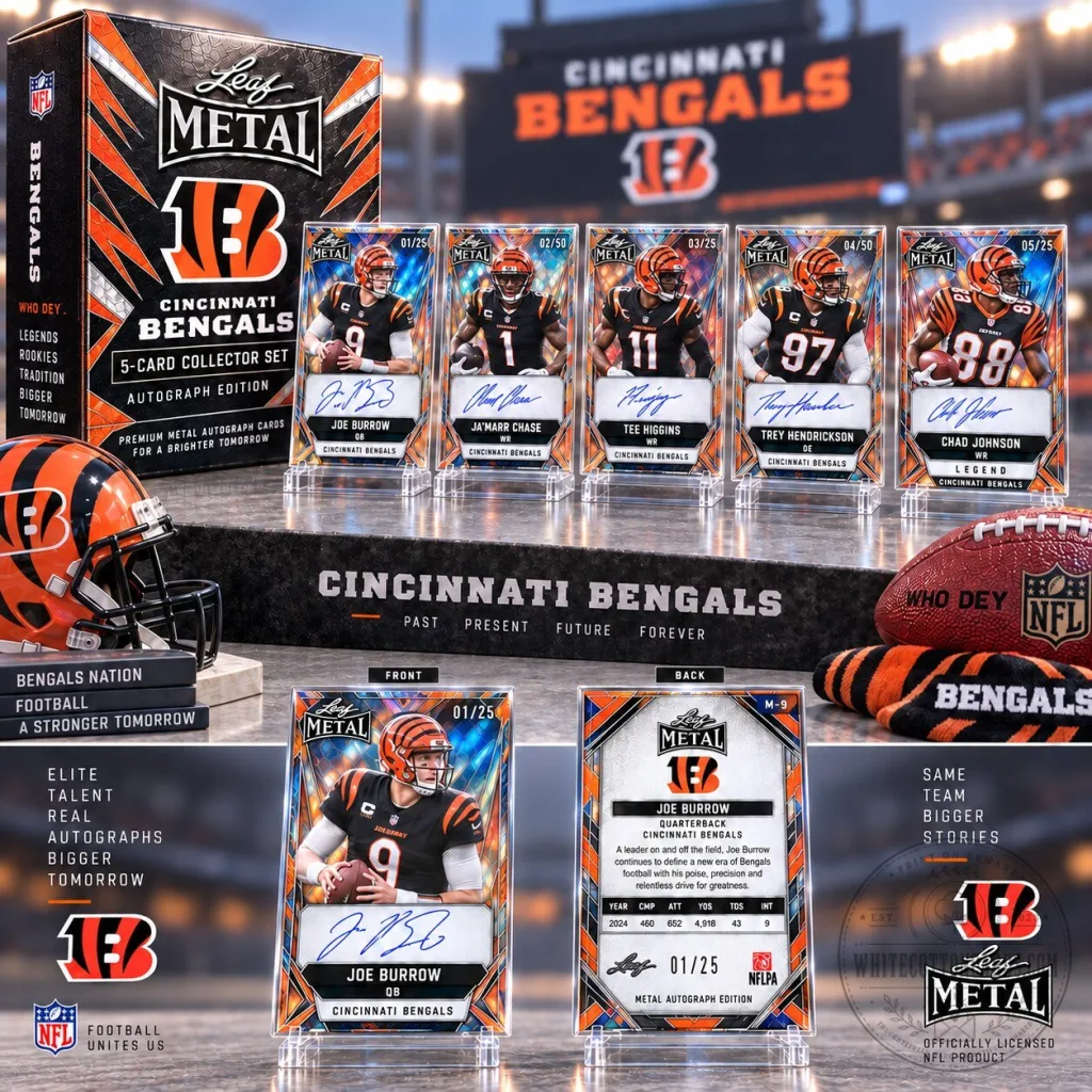 Cincinnati Bengals Joe Burrow Autographed Football Trading Card Collector Set Cincinnati Bengals Joe Burrow Autographed Football Trading Card Collector Set