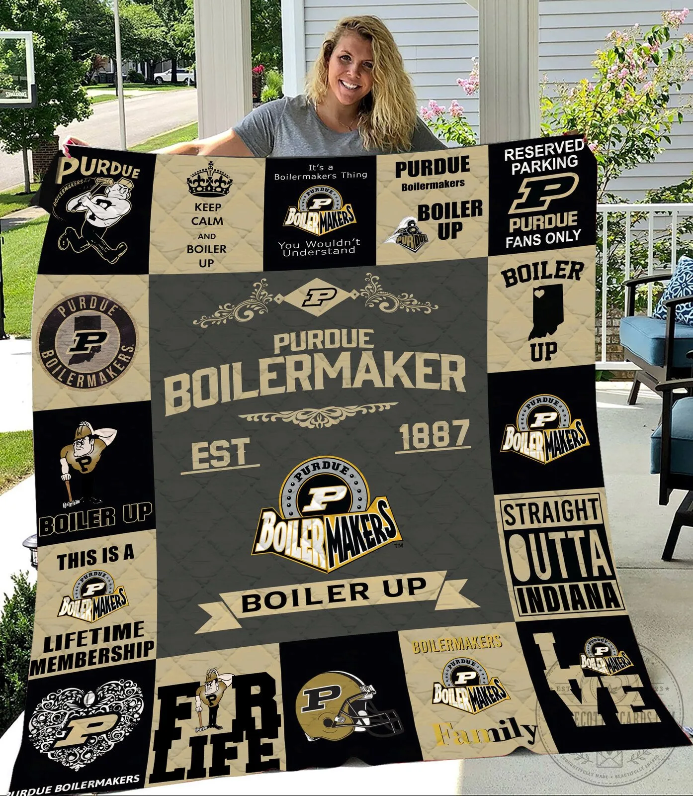 Purdue Boilermakers University Football Team Fan Quilted Blanket