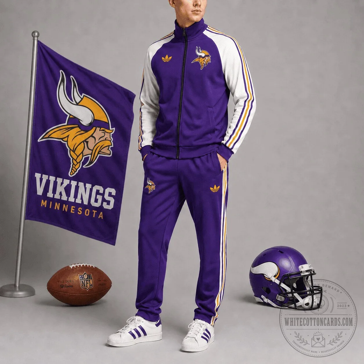 Minnesota Vikings NFL Football Team Purple Track Jacket and Jogger Pants Set
