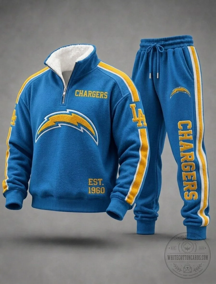 Los Angeles Chargers Blue Fleece Half Zip Pullover and Sweatpants Set