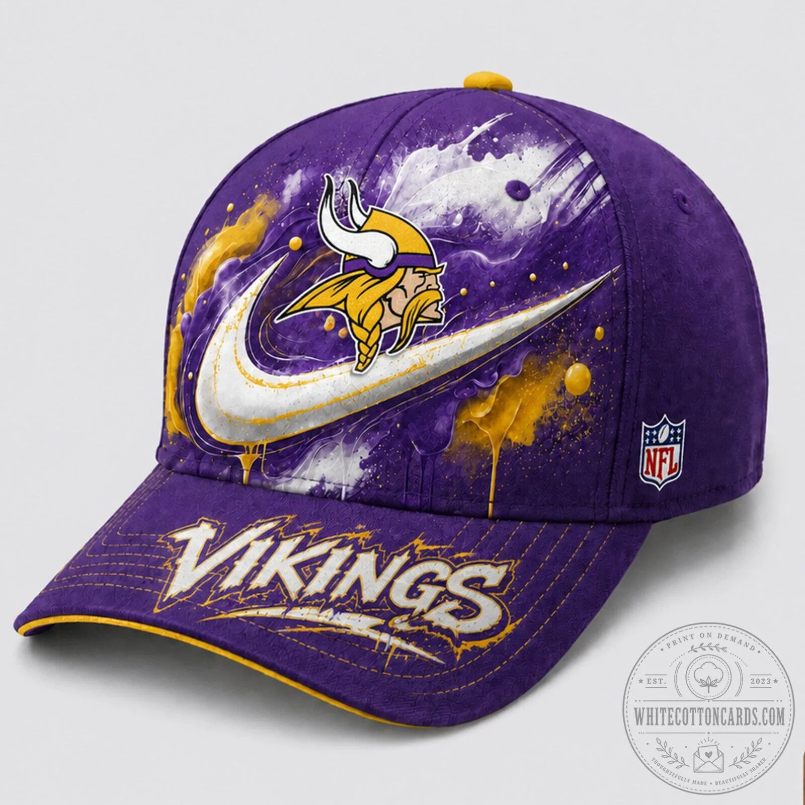 Minnesota Vikings Nike Paint Burst Fan Pride Purple Baseball Cap Hat