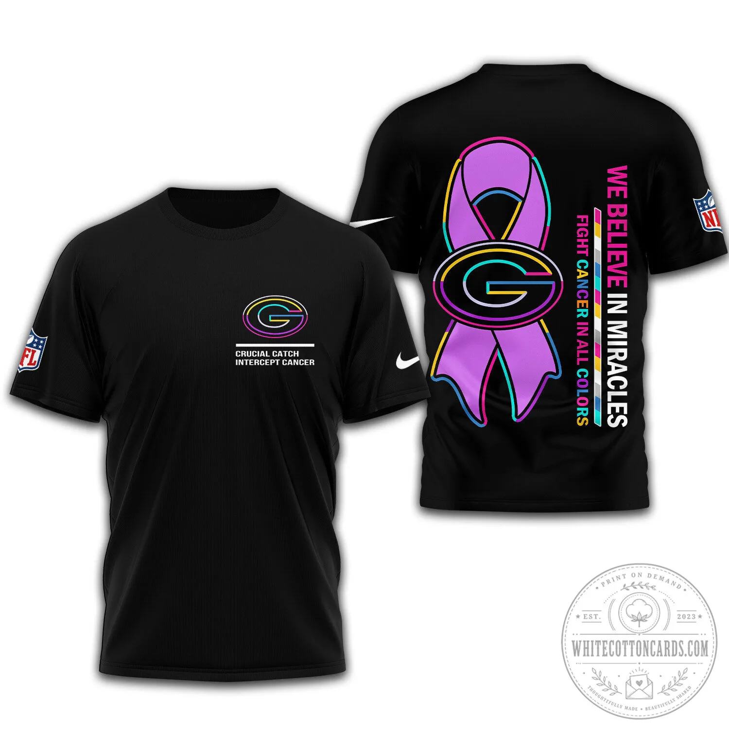 Green Bay Packers Crucial Catch Intercept Cancer Awareness T-Shirt