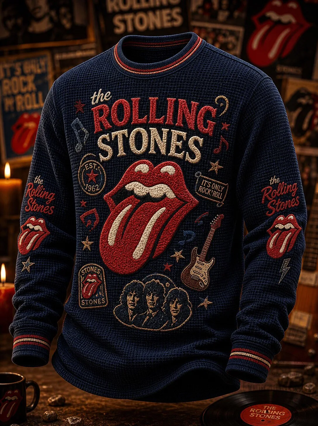 The Rolling Stones It's Only Rock and Roll Embroidered Crewneck Sweatshirt