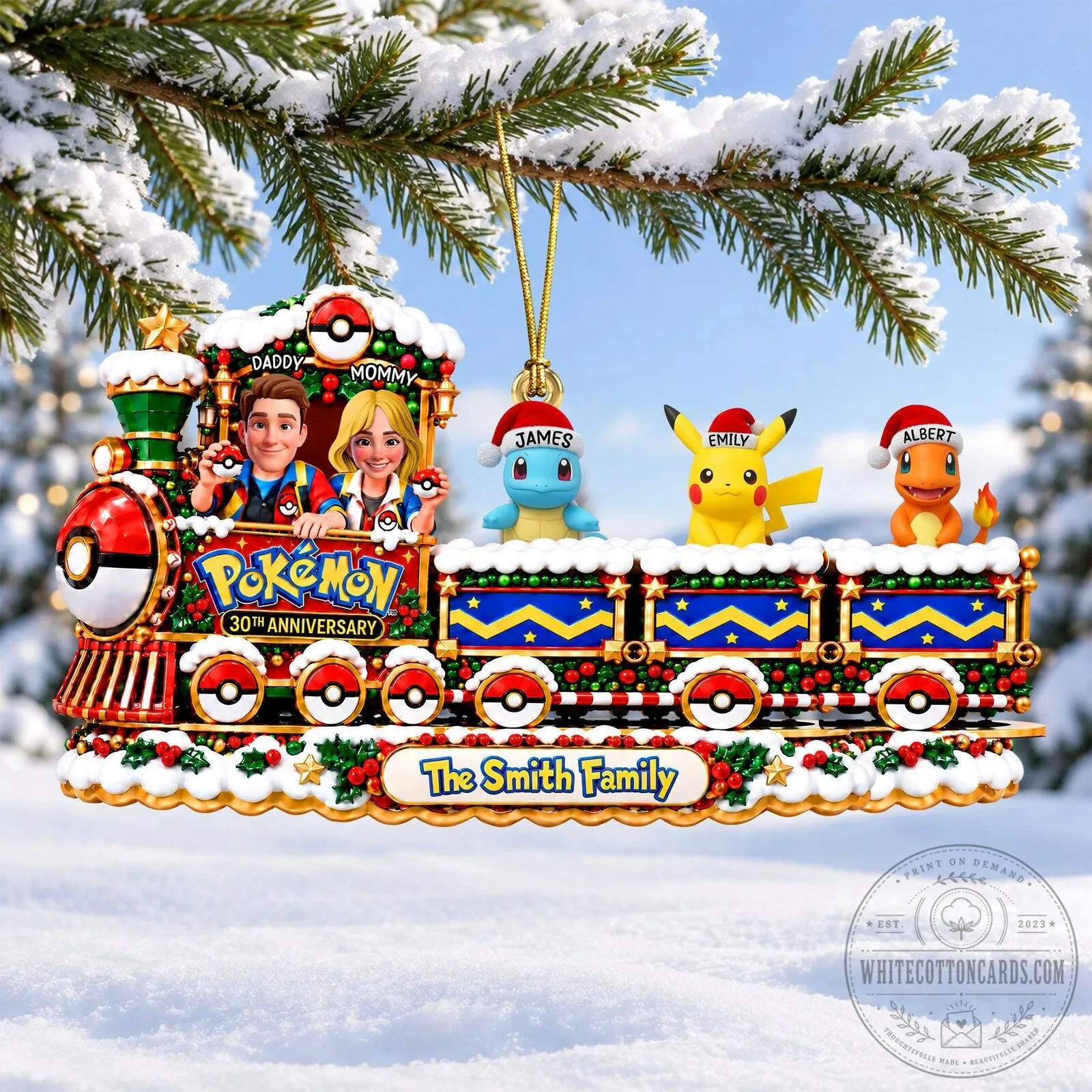 Pokemon 30th Anniversary Family Train Adventure Christmas Tree Ornament 6 Pokemon 30th Anniversary Family Train Adventure Christmas Tree Ornament