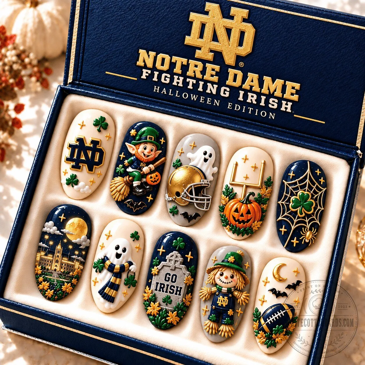 Notre Dame Fighting Irish Halloween Edition Press On Nails Set