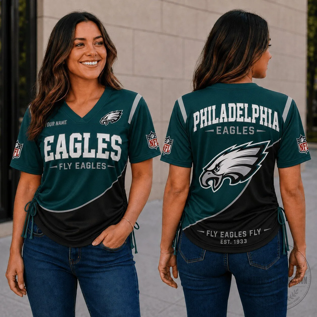 Philadelphia Eagles Fan Shirt NFL Personalized V-Neck T-Shirt for Women