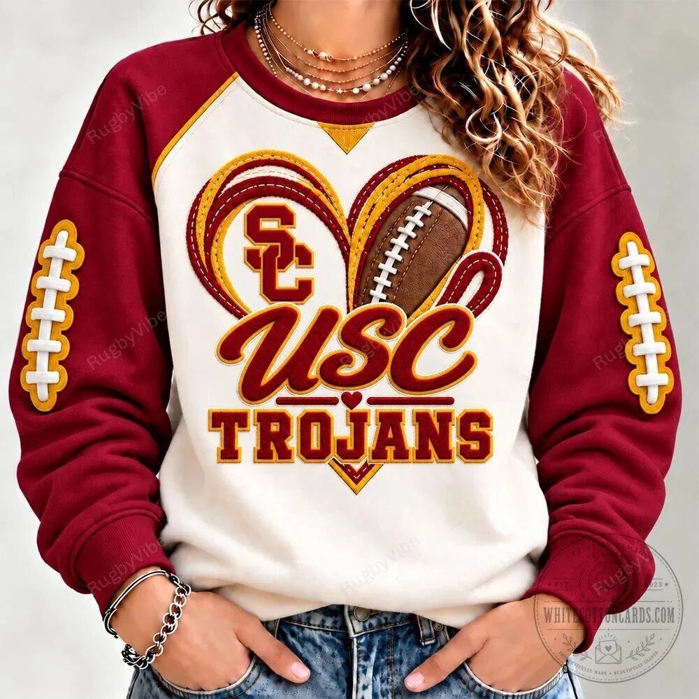 USC Trojans Football Heart Raglan Sleeve Sweatshirt