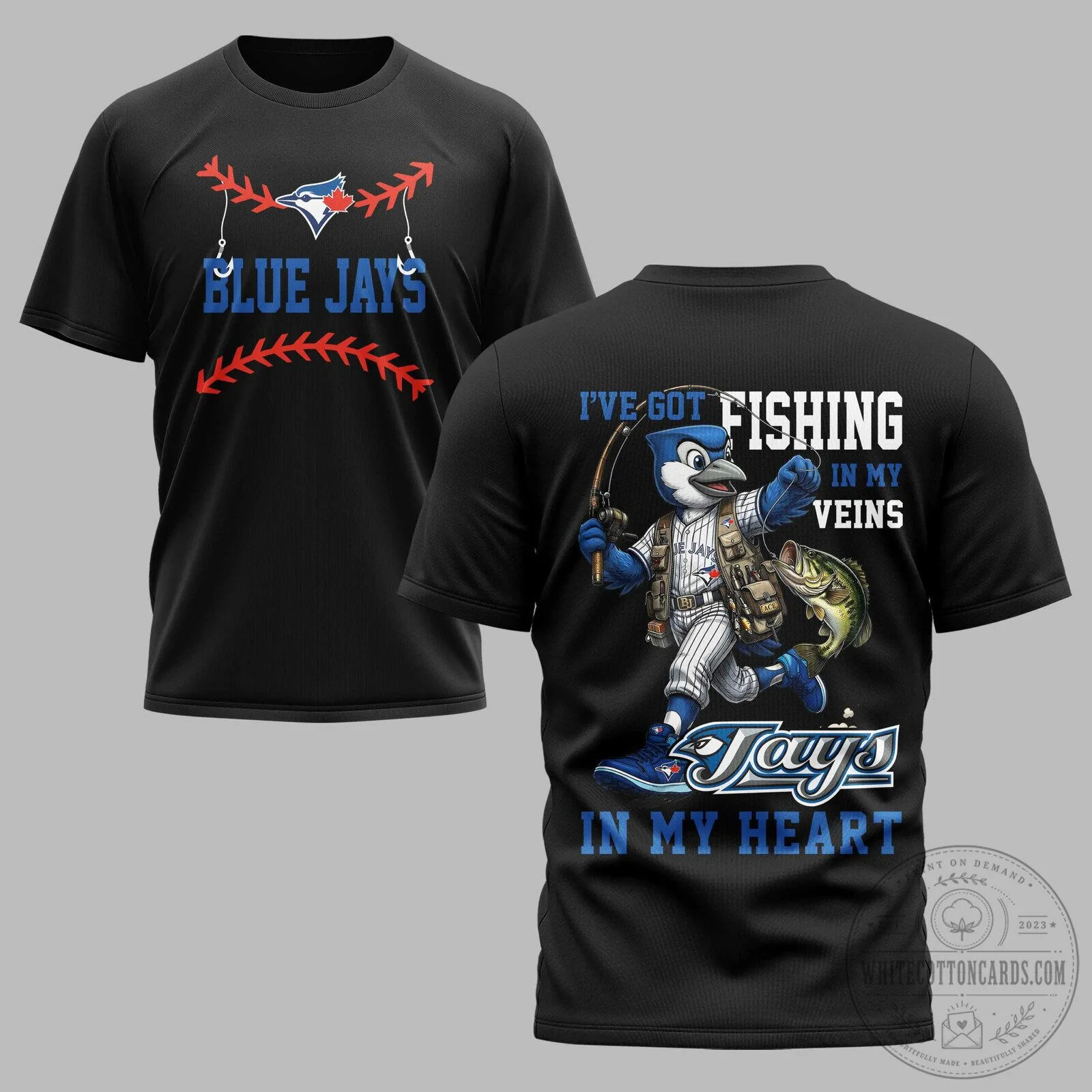 Toronto Blue Jays Fishing Fan T-Shirt, I've Got Fishing In My Veins