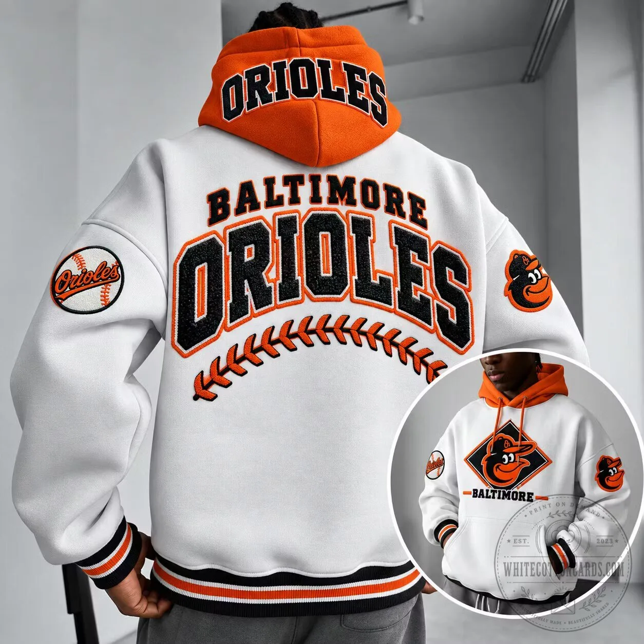 Baltimore Orioles Baseball Team Logo White Hoodie 1 Baltimore Orioles Baseball Team Logo White Hoodie