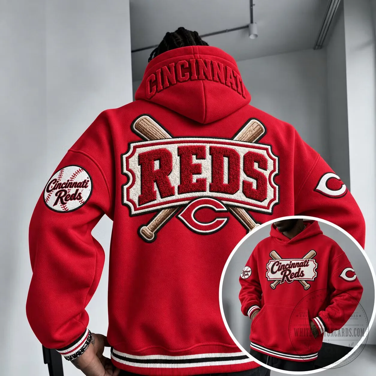 Cincinnati Reds Baseball Team Logo Embroidered Red Unisex Hoodie