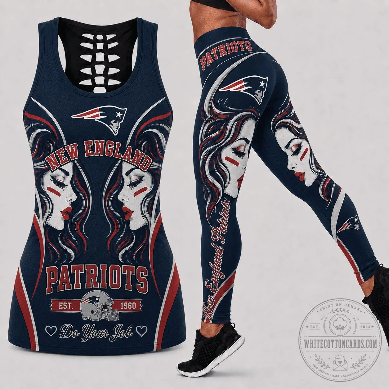 New England Patriots Football Team Women's Graphic Tank Top and Leggings Set