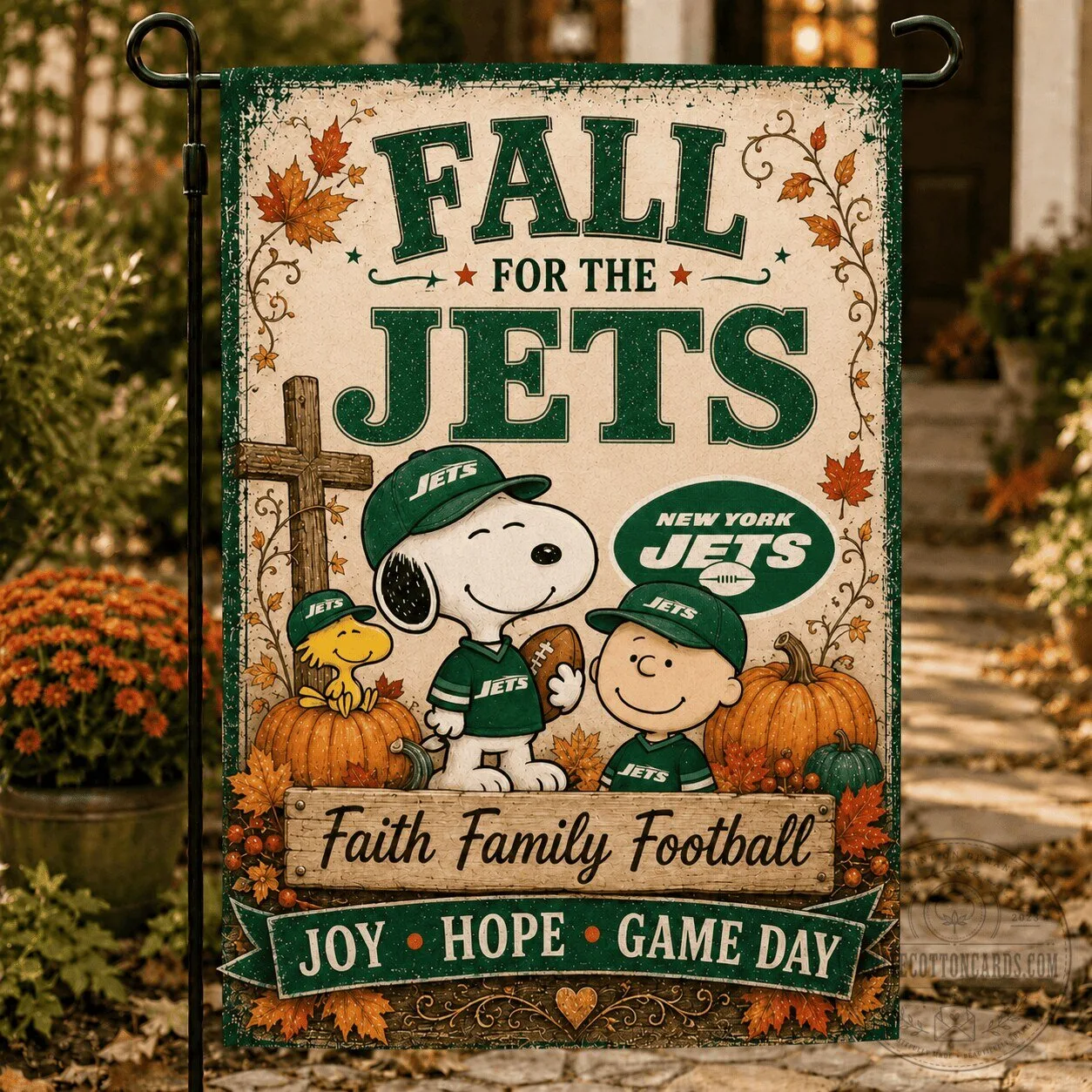New York Jets Snoopy Fall For The Jets Faith Family Football Garden Flag 1 New York Jets Snoopy Fall For The Jets Faith Family Football Garden Flag
