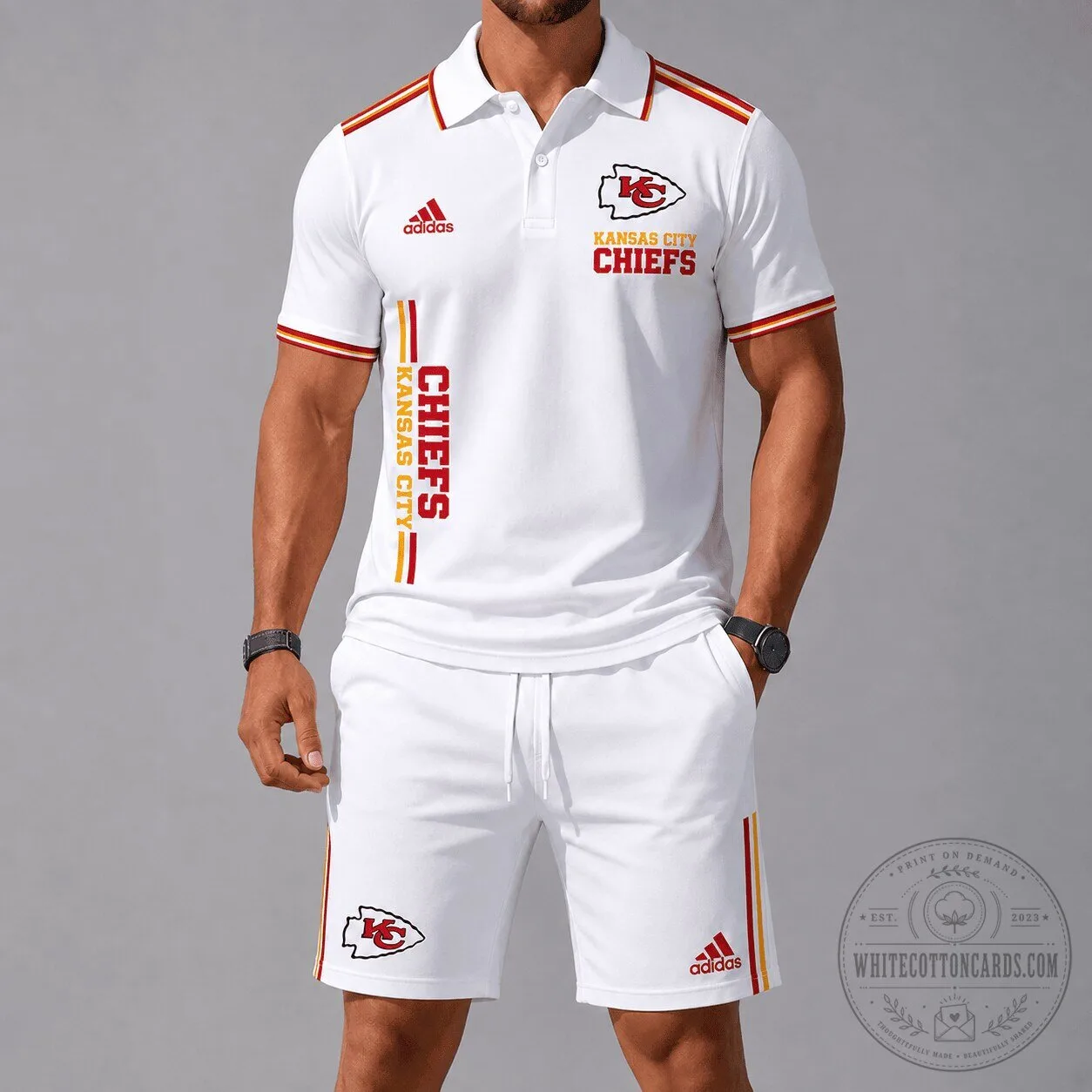 White Polo Shirt for Kansas City Chiefs NFL Fans