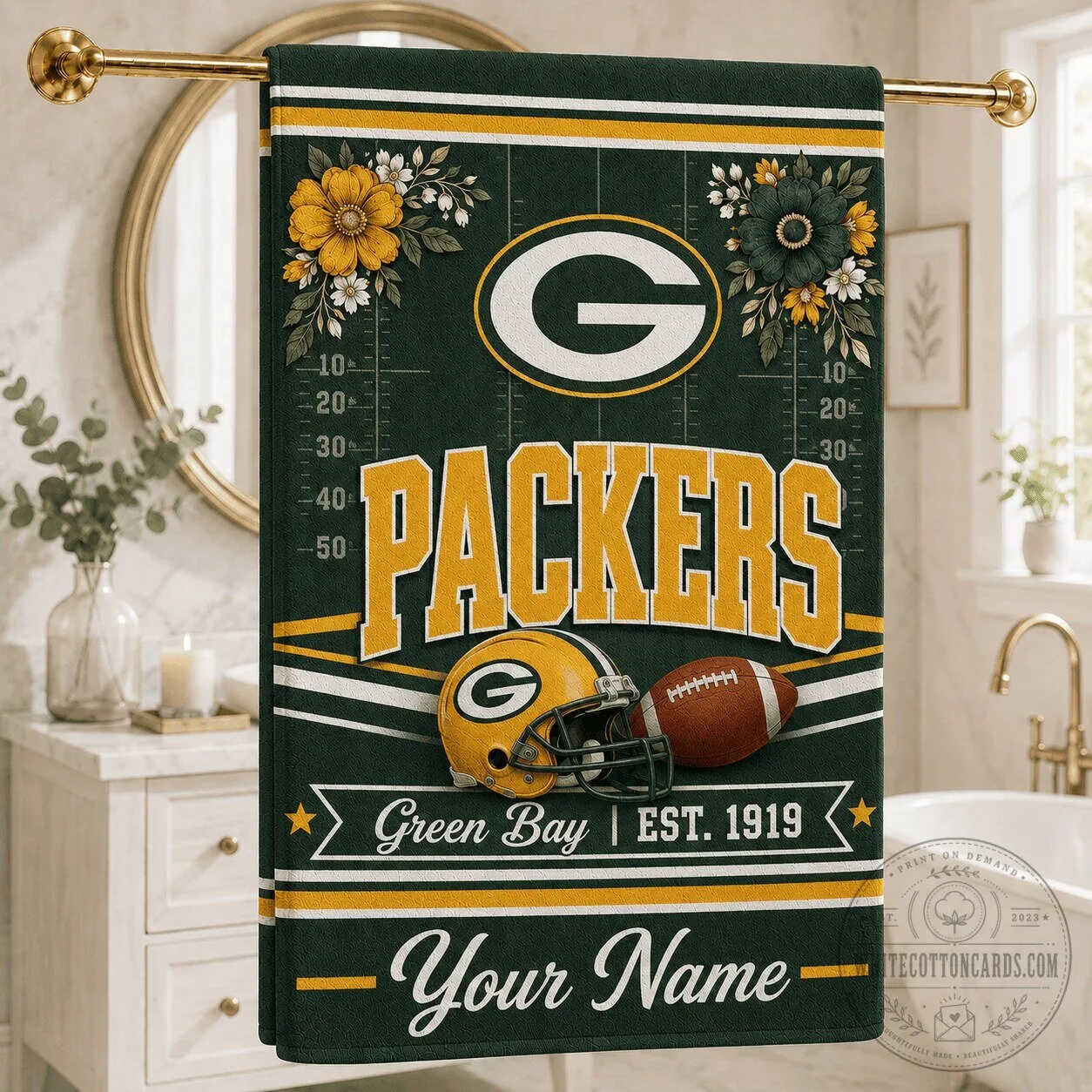 Green Bay Packers Personalized Football Game Day Bath Towel 2 Green Bay Packers Personalized Football Game Day Bath Towel