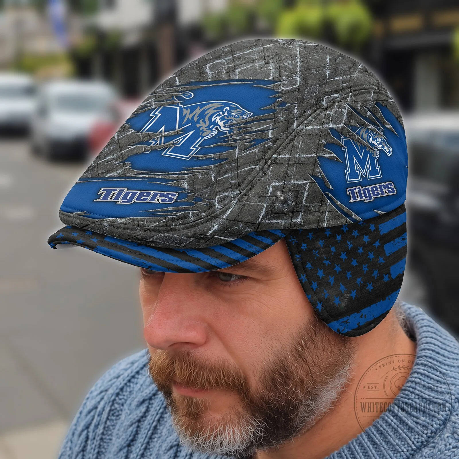 Memphis Tigers NCAA Flat Cap with Foldable Ear Flaps