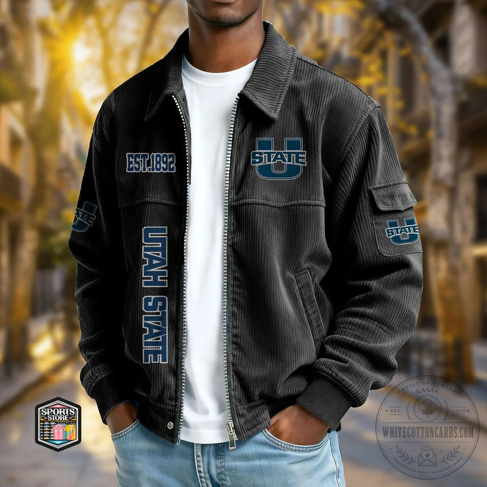 Utah State Aggies Corduroy Bomber Jacket