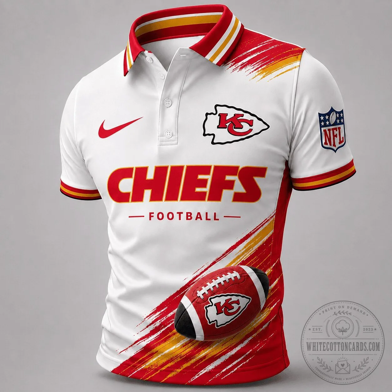 Kansas City Chiefs Football Team Dynamic Gridiron Style Polo Shirt