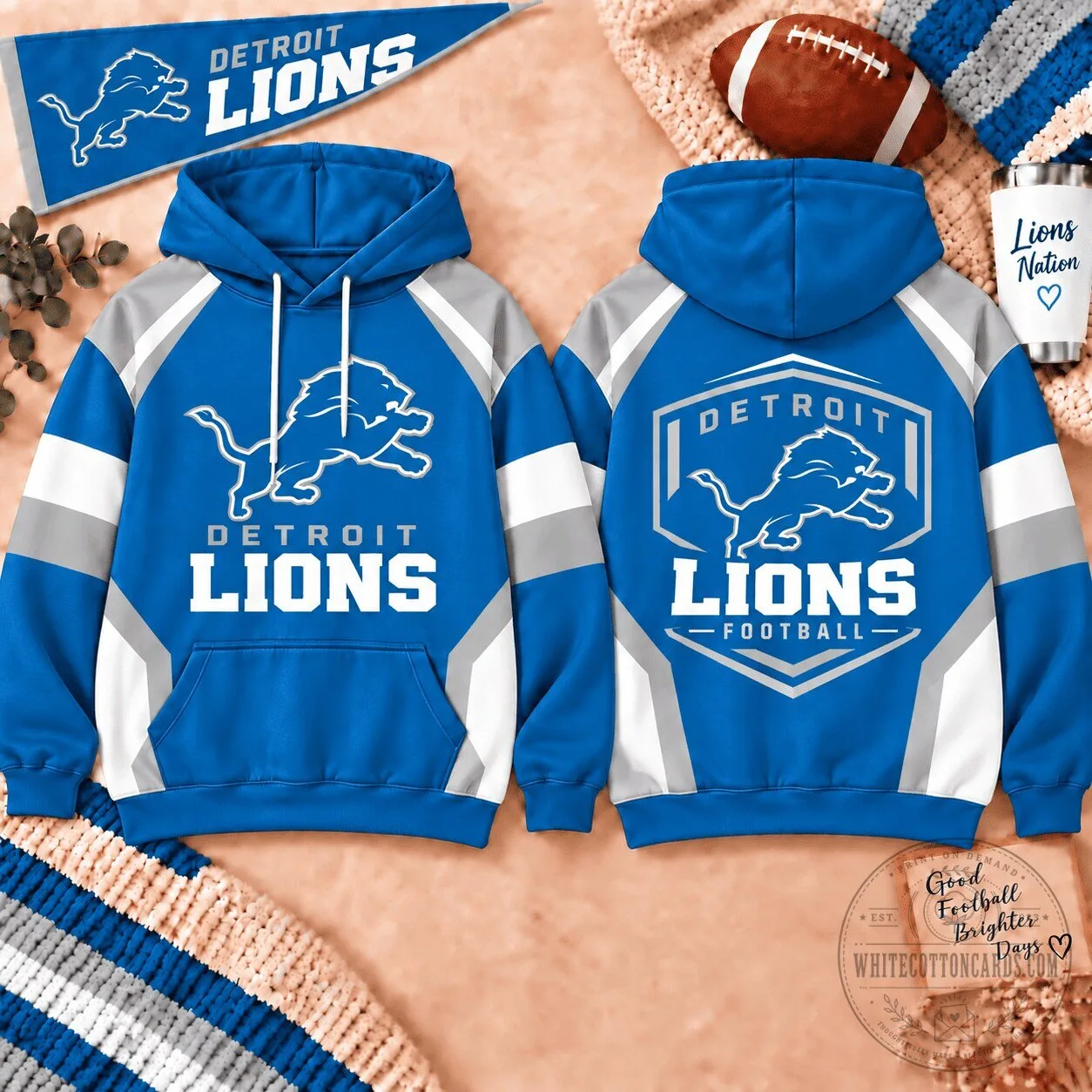 Detroit Lions NFL Team Shield Color Block Hoodie for Men and Women