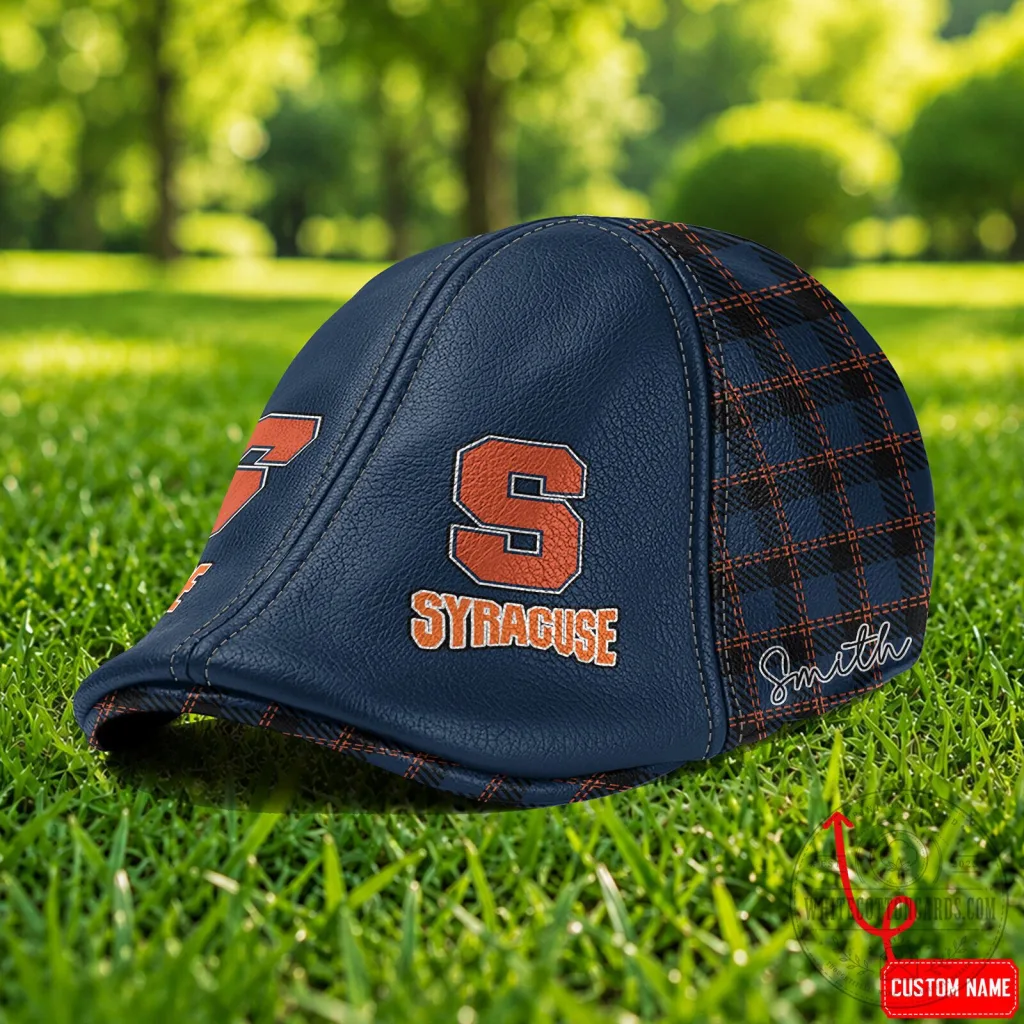 Syracuse Orange NCAA Ivy League Flat Cap, Custom Name Golf Hat Syracuse Orange NCAA Ivy League Flat Cap, Custom Name Golf Hat