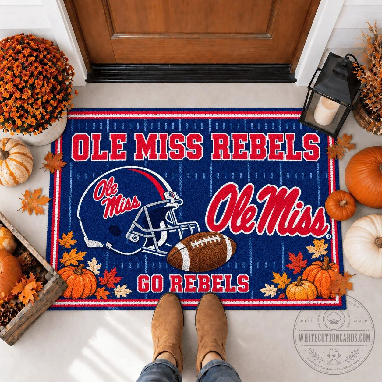 Ole Miss Rebels Football Field Design Fall Welcome Home Doormat 1 Ole Miss Rebels Football Field Design Fall Welcome Home Doormat