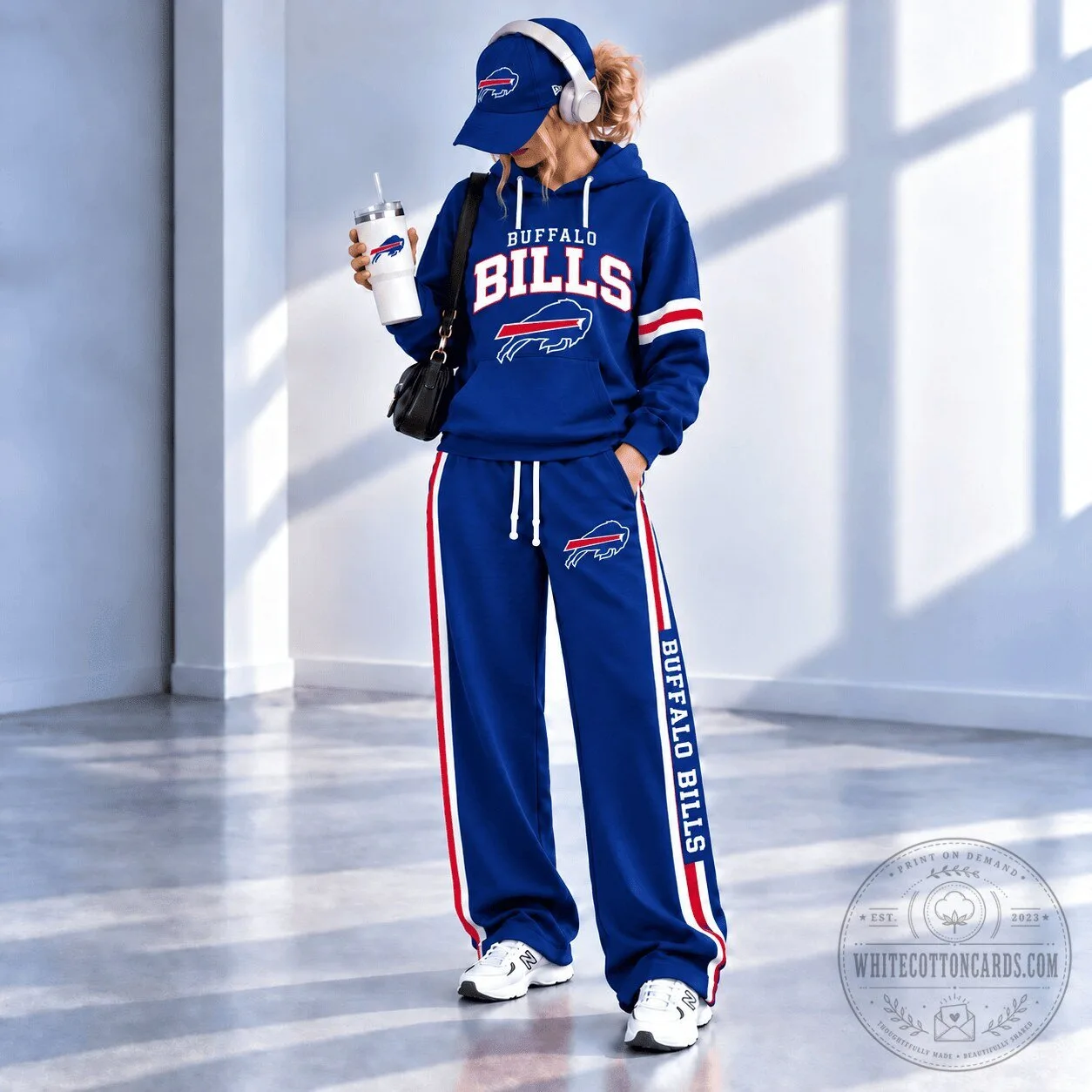 Buffalo Bills Varsity Side Stripe Hoodie and Pants Set for Women