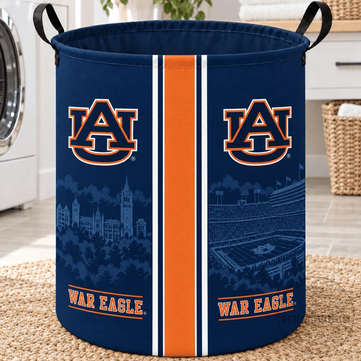 Auburn Tigers Football Team Logo Laundry Basket with War Eagle Slogan